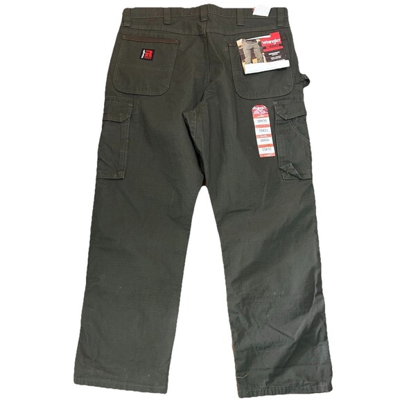 Wrangler Riggs Pants Mens Green Cargo Pockets  Ripstop Workwear Size 38x30 NWT‎ - Picture 2 of 7
